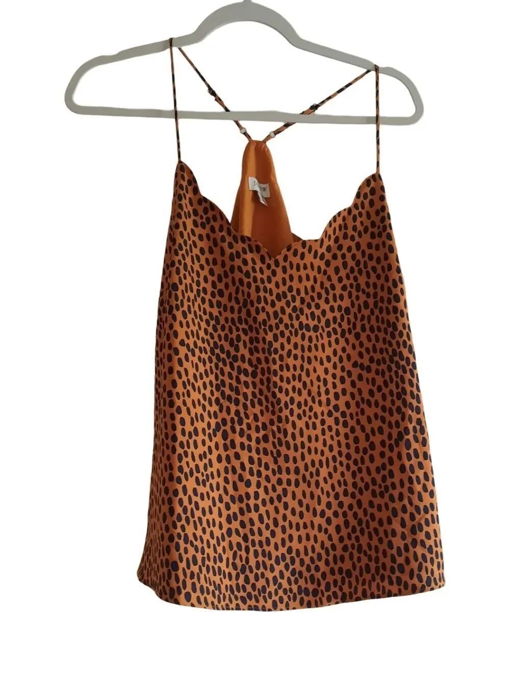 J. Crew Rust Orange & Black Scalloped Neck Cheetah Cami